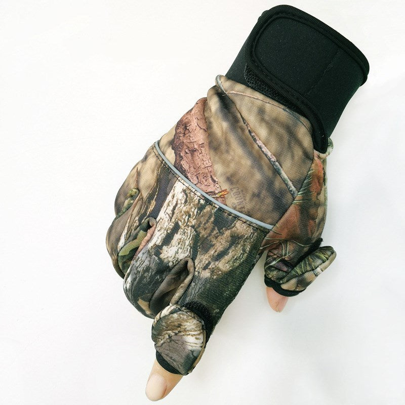 Winter men's camouflage full finger gloves