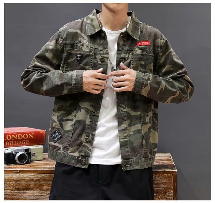 Men's Camouflage Polo Collar Jacket