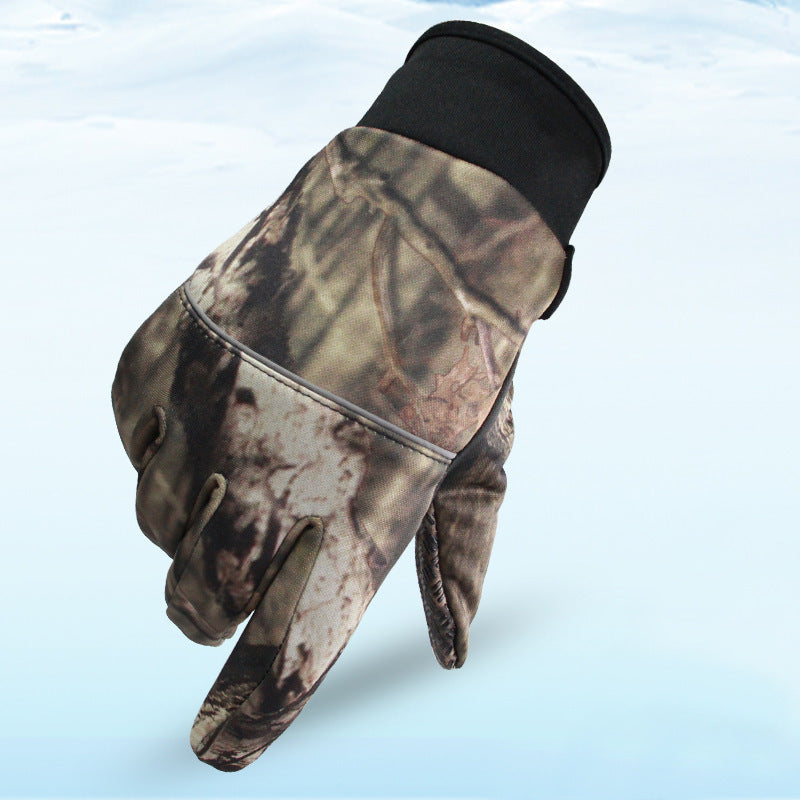 Winter men's camouflage full finger gloves