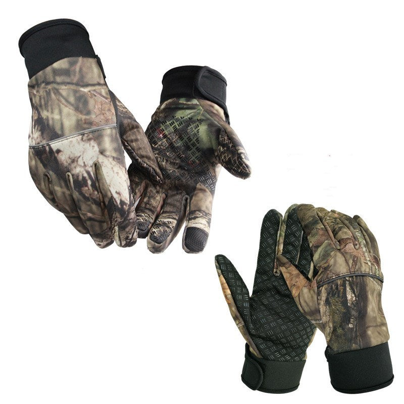 Winter men's camouflage full finger gloves