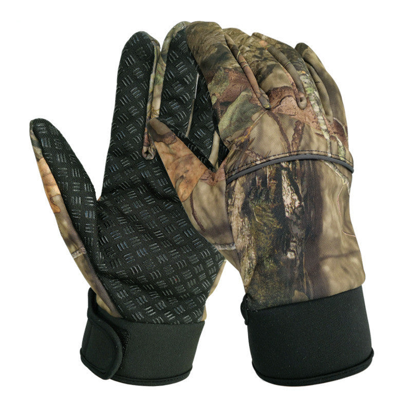 Winter men's camouflage full finger gloves