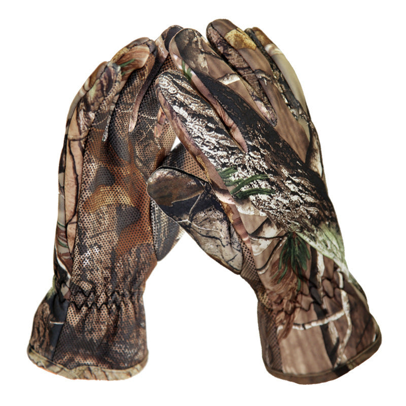 Winter men's camouflage full finger gloves