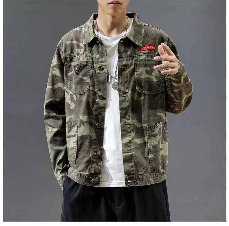 Men's Camouflage Polo Collar Jacket
