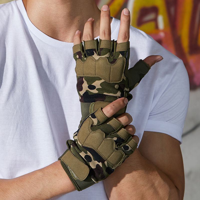 Men's And Women's Camouflage Half-finger Gloves