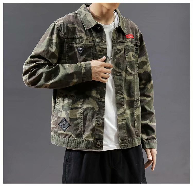 Men's Camouflage Polo Collar Jacket
