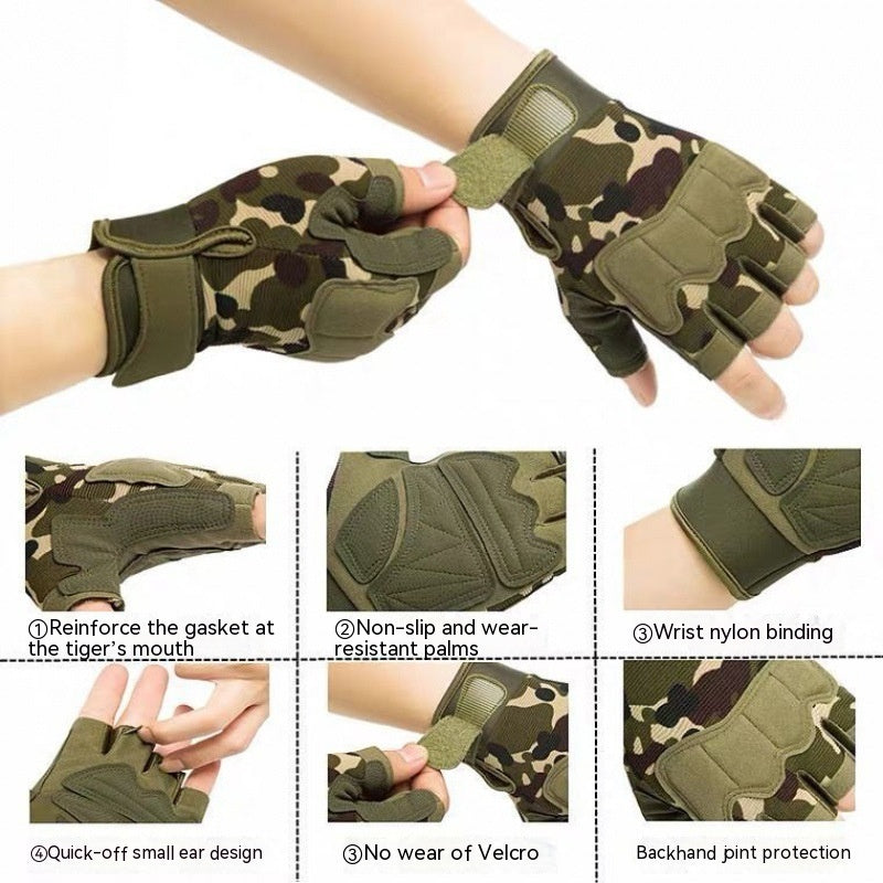 Men's And Women's Camouflage Short Finger Gloves