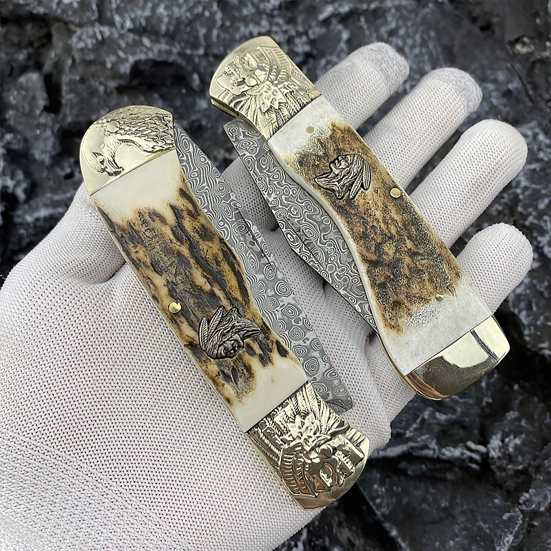 Outdoor Damascus Folding Knife