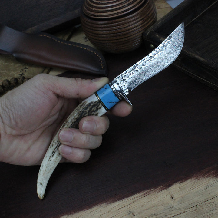 Outdoor Damascus Forged Hunting Knife