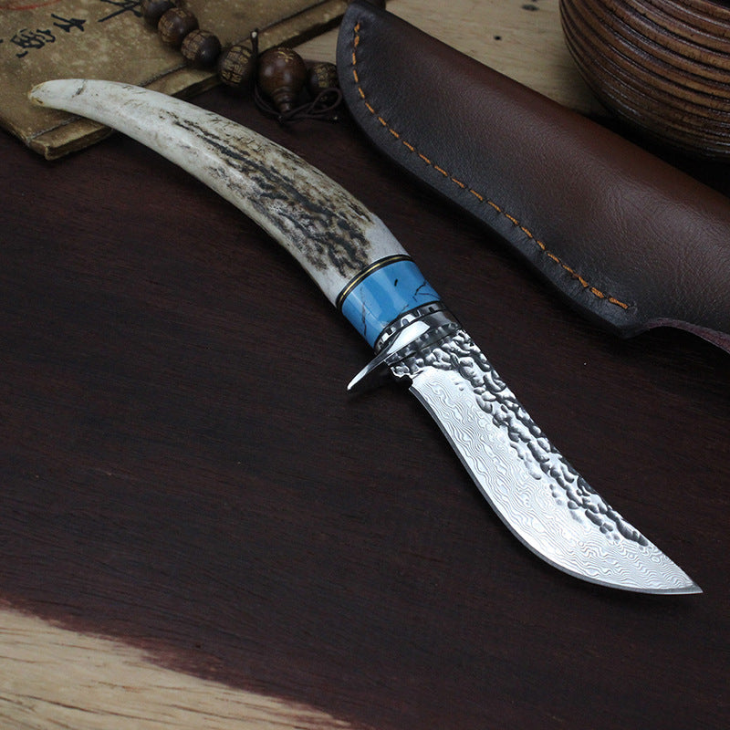 Outdoor Damascus Forged Hunting Knife